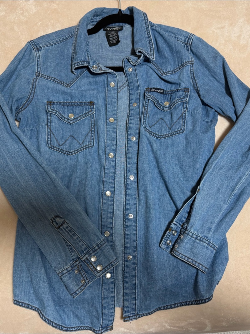 Wrangler Retro Light Blue Denim Shirt with Black Trim